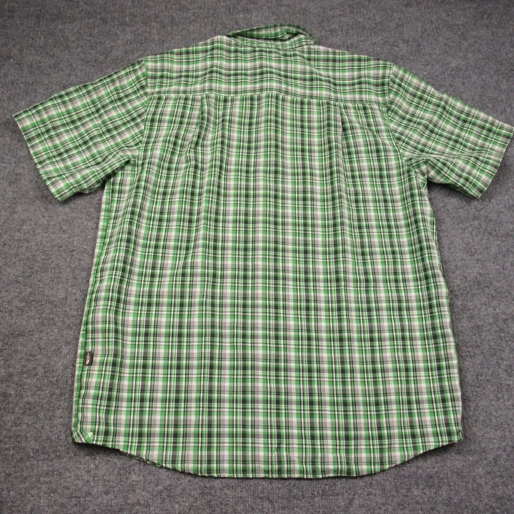 The North Face Shirt Men Medium Green‎ Black Plaid Hiker Camp Outdoors